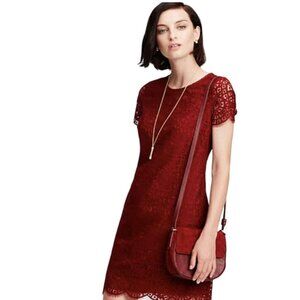 Ann Taylor Lace Shift Dress Burgundy Size 6 Dressy Elegant Classy